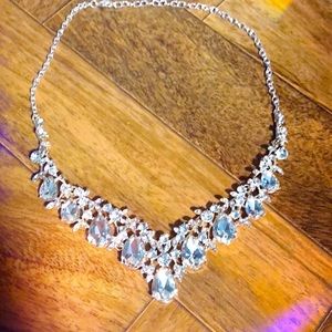 Bridal Necklace Bib Collar Style Silver CZ Choker
